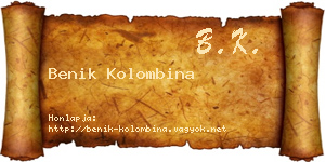 Benik Kolombina névjegykártya